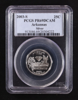2003-S U.S. State Quarter Series - Arkansas - 90% Silver Proof (PCGS PR69DCAM) at PristineAuction.com