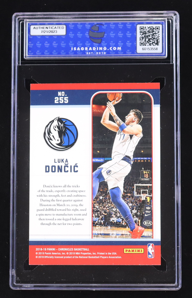Luka Doncic 2018-19 Panini Chronicles Marquee #255 RC (ISA 10) at PristineAuction.com Luka Doncic 2018-19 Panini Chronicles Marquee #255 RC (ISA 10) at PristineAuction.com