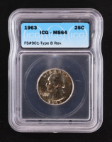 1963 Washington Silver Quarter, Type B Reverse FS# 901 (ICG MS64) at PristineAuction.com