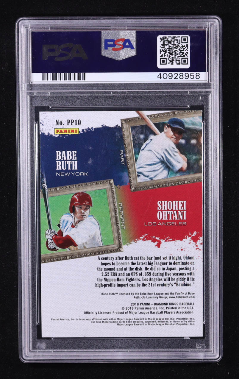 Babe Ruth / Shohei Ohtani 2018 Diamond Kings Past and Present #10 (PSA 9) at PristineAuction.com Babe Ruth / Shohei Ohtani 2018 Diamond Kings Past and Present #10 (PSA 9) at PristineAuction.com