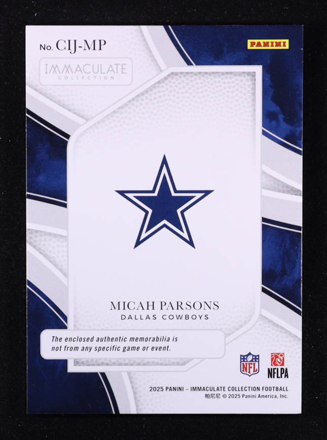 Micah Parsons 2025 Immaculate Collection Clearly Immaculate Jerseys #18 #18/99 at PristineAuction.com Micah Parsons 2025 Immaculate Collection Clearly Immaculate Jerseys #18 #18/99 at PristineAuction.com