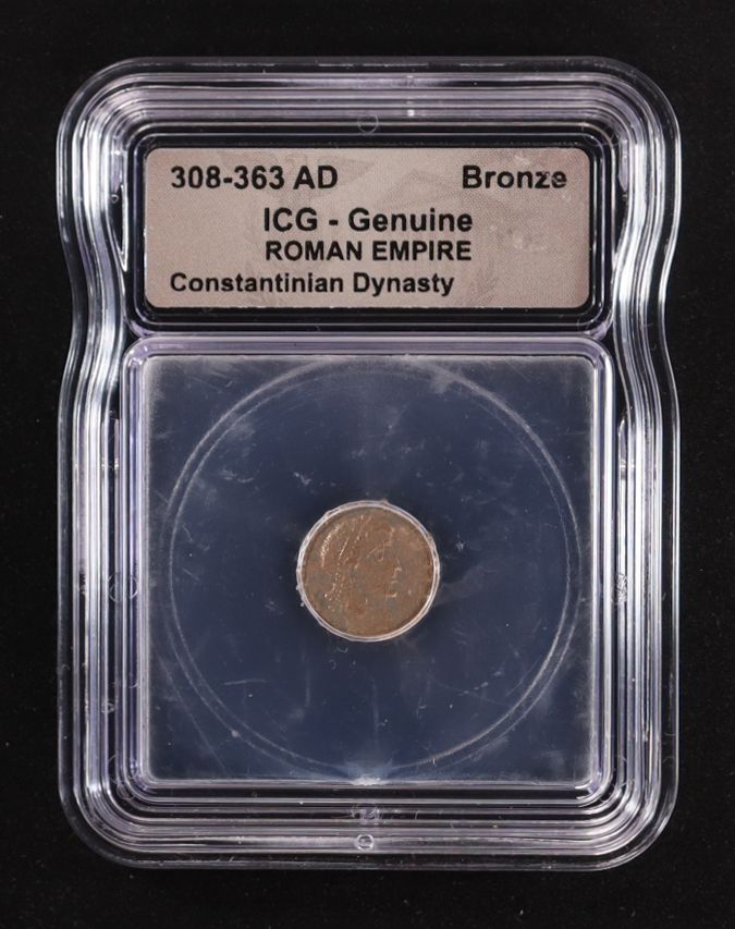 Roman Empire Bronze Coin, Constantinian Dynasty 308 - 363AD (ICG Genuine) at PristineAuction.com Roman Empire Bronze Coin, Constantinian Dynasty 308 - 363AD (ICG Genuine) at PristineAuction.com