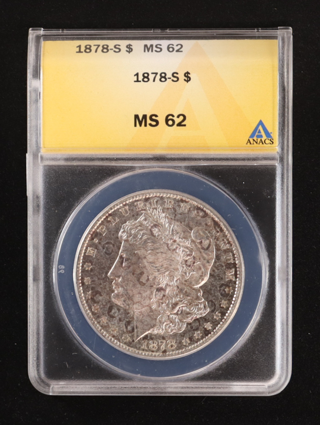 1878-S Morgan Silver Dollar (ANACS MS62) at PristineAuction.com 1878-S Morgan Silver Dollar (ANACS MS62) at PristineAuction.com