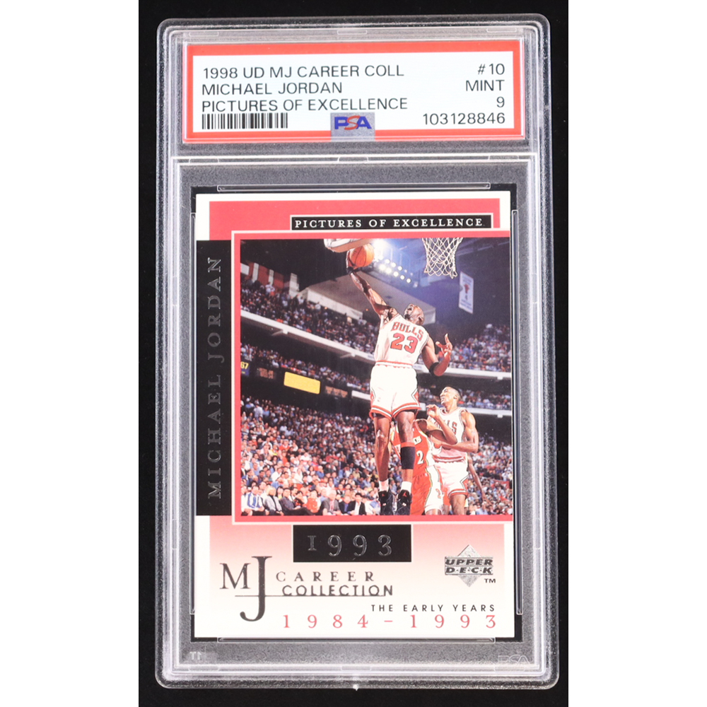 Michael Jordan 1998 Upper Deck MJ Career Collection Pictures of Excellence #10 (PSA 9) at PristineAuction.com