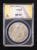 1922 Peace Silver Dollar (ANACS MS63) at PristineAuction.com