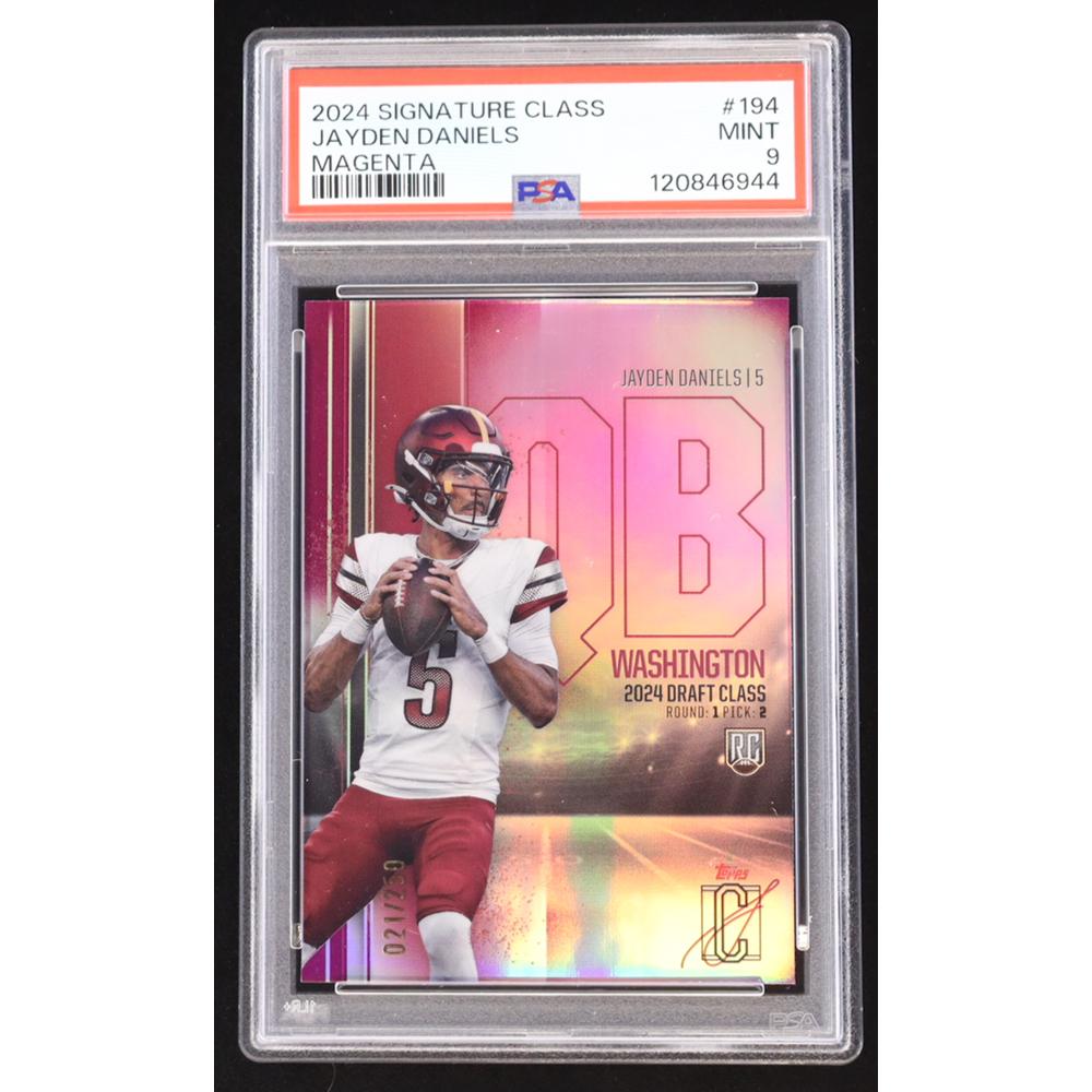 Jayden Daniels 2024 Topps Signature Class Magneta #194 RC #021/250 (PSA 9) at PristineAuction.com