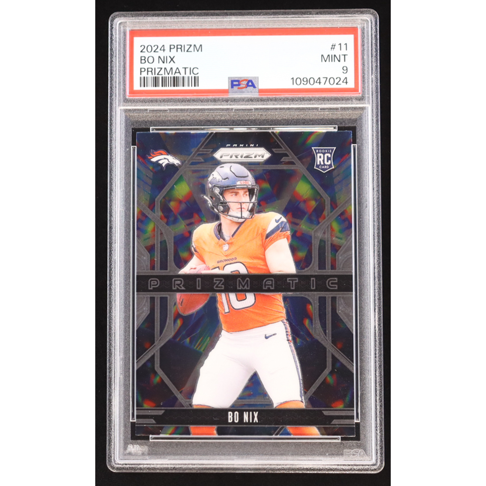 Bo Nix 2024 Panini Prizm Prizmatic #11 RC (PSA 9) at PristineAuction.com