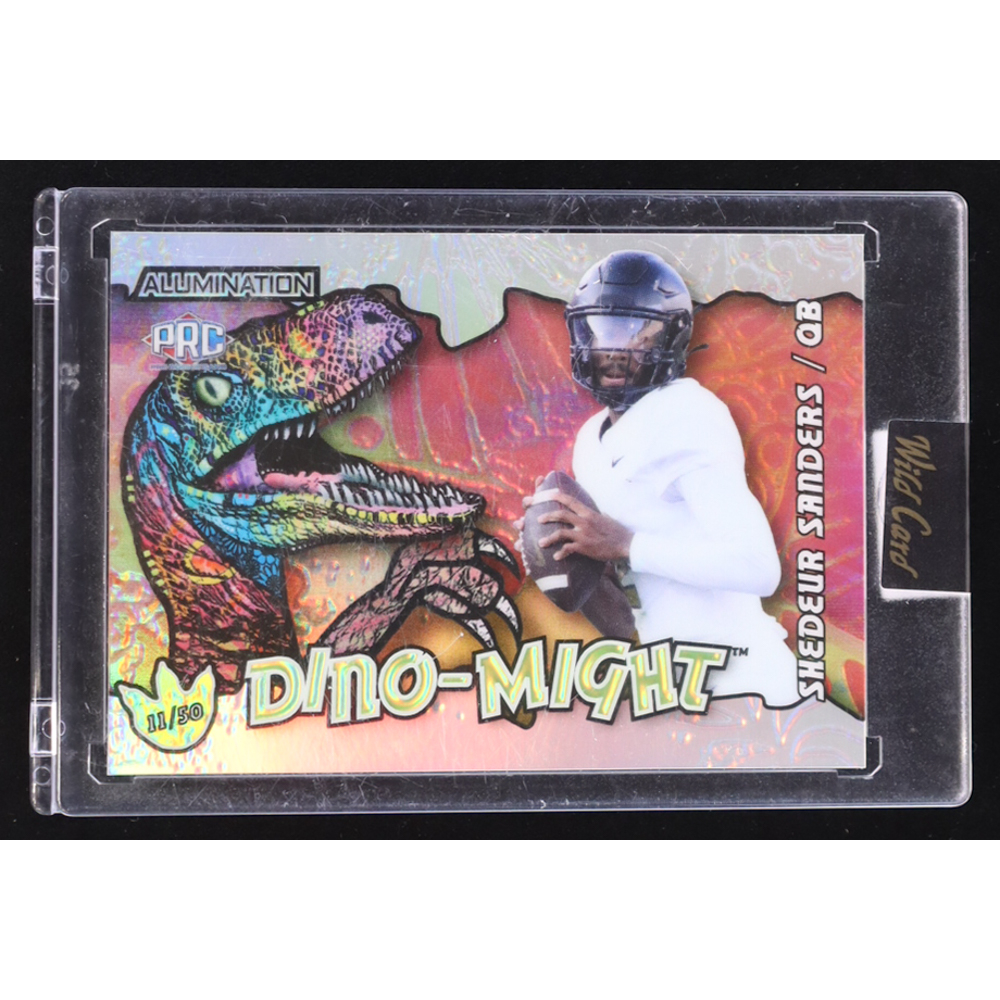 Shedeur Sanders 2023 Wild Card Alumination Dino-Might Raptor #AD-SS RC #11/50 at PristineAuction.com
