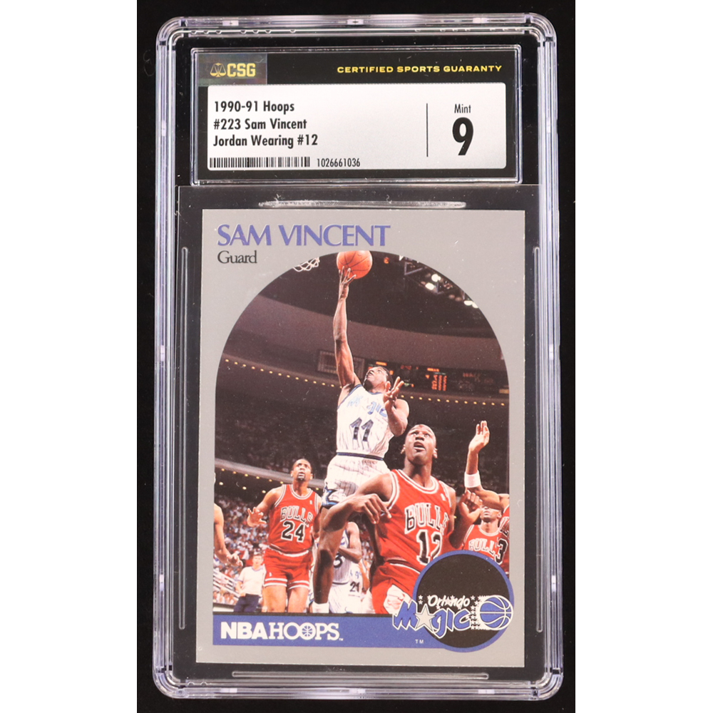 Sam Vincent 1990-91 NBA Hoops Jordan Wearing #12 #223 (CSG 9) at PristineAuction.com