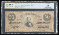1864 Confederate $50 Currency Note, T-66 with C.S.A. Treasury Stamp (PCGS Very Fine 25) at PristineAuction.com