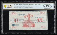 1864 Brooklyn, New York 25 Cents Currency Note - Hyson & Ward, Tea Importer (PCGS Choice Unc 64 PPQ) at PristineAuction.com