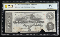 1863 Confederate $5 Currency Note, 3rd Series T-60 (PCGS Very Fine 35) at PristineAuction.com