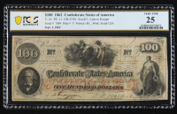 1862 Confederate $100 Currency Note, T-41, Wmk: Script C.S.A. (PCGS Very Fine 25) at PristineAuction.com