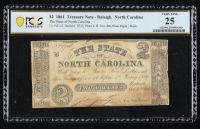1861 North Carolina $2 Treasury Note - Raleigh, NC (PCGS Very Fine 25) at PristineAuction.com