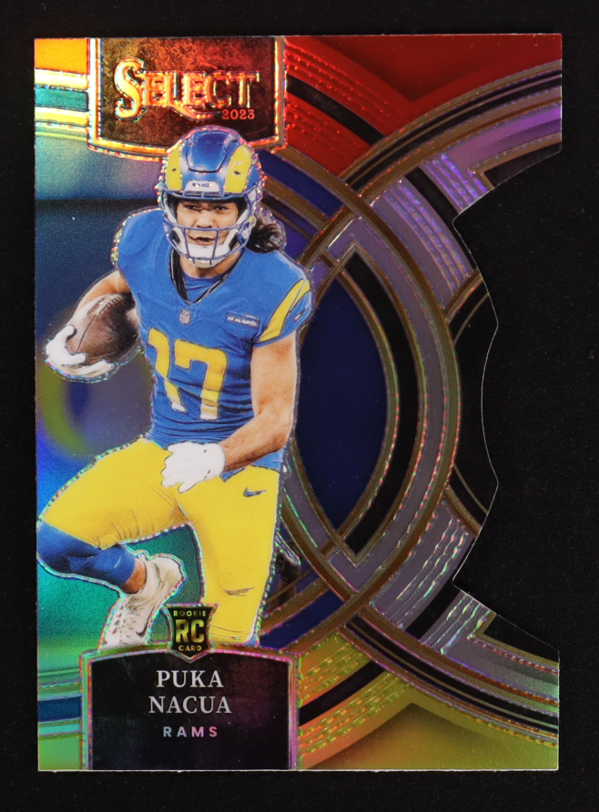 Puka Nacua 2023 Panini Select Red/Yellow Die-Cut Premier #199 RC at PristineAuction.com Puka Nacua 2023 Panini Select Red/Yellow Die-Cut Premier #199 RC at PristineAuction.com