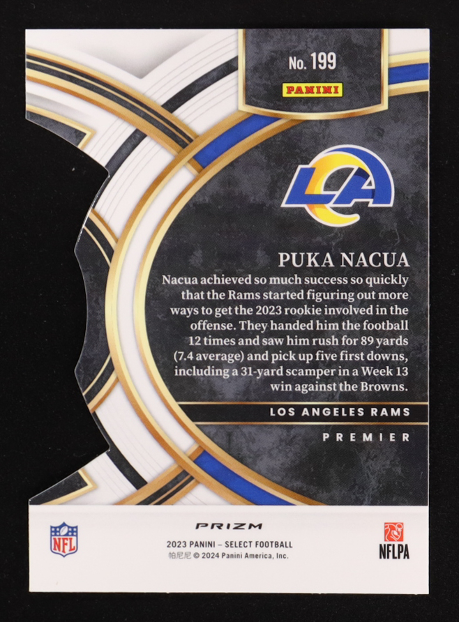 Puka Nacua 2023 Panini Select Red/Yellow Die-Cut Premier #199 RC at PristineAuction.com Puka Nacua 2023 Panini Select Red/Yellow Die-Cut Premier #199 RC at PristineAuction.com