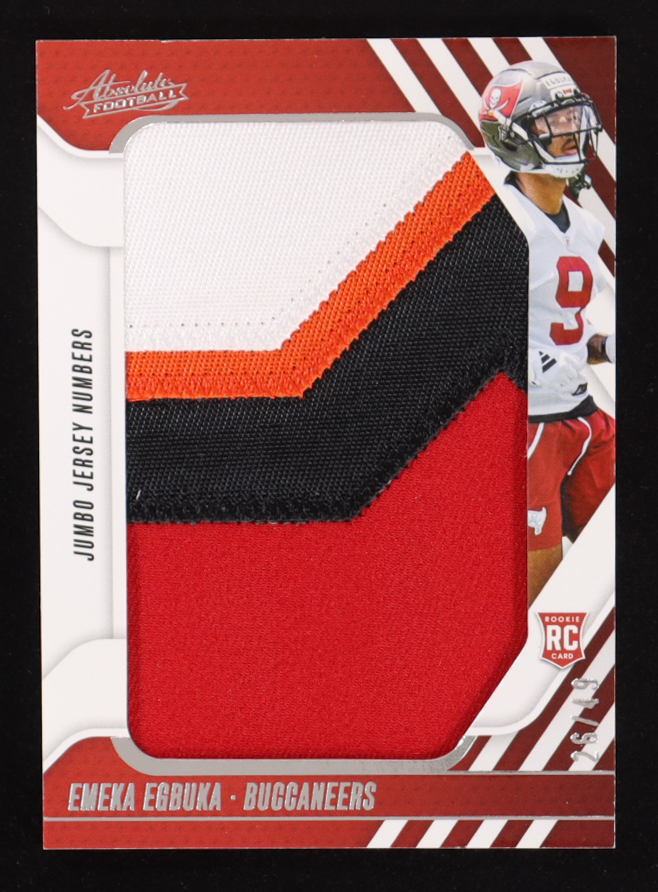 Emeka Egbuka 2025 Panini Absolute Jumbo Jersey Numbers #JJN-EMA RC #26/49 at PristineAuction.com Emeka Egbuka 2025 Panini Absolute Jumbo Jersey Numbers #JJN-EMA RC #26/49 at PristineAuction.com