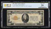 1928 U.S. $20 Gold Certificate - Fr. 2402 (AA Block) Signed: Woods / Mellon (PCGS Very Fine 20) at PristineAuction.com