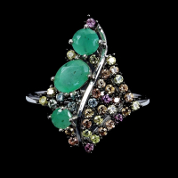 1.35 Carats Emerald & Multi-Colored Sapphire Ring | $1,500 Estimated Retail Value (UGL Cert) | Brand New at PristineAuction.com