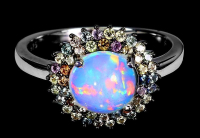 2.25 Carats Opal & Multi-Colored Sapphire Ring | $1,500 Estimated Retail Value (UGL Cert) | Brand New at PristineAuction.com