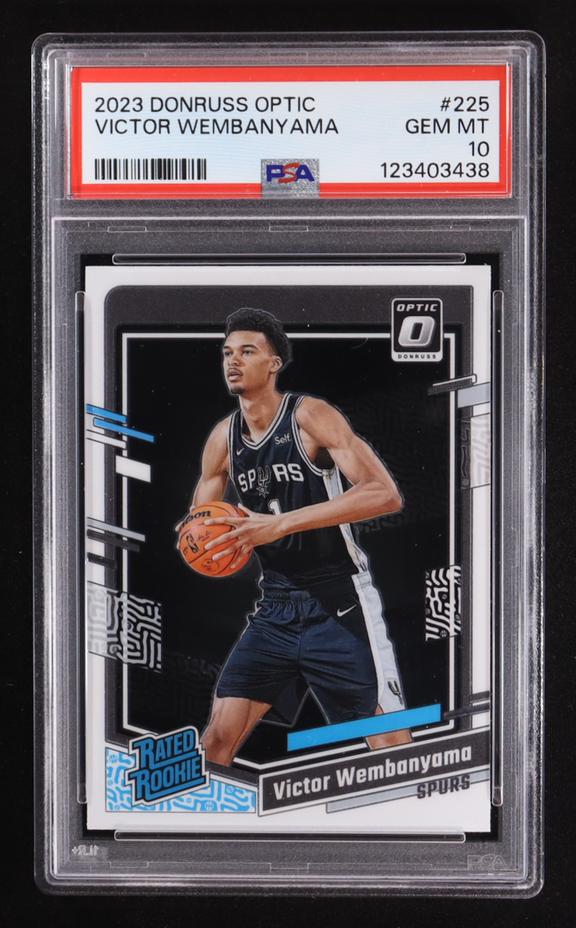 Victor Wembanyama 2023 Panini Donruss Optic RR #225 RC (PSA 10) at PristineAuction.com Victor Wembanyama 2023 Panini Donruss Optic RR #225 RC (PSA 10) at PristineAuction.com
