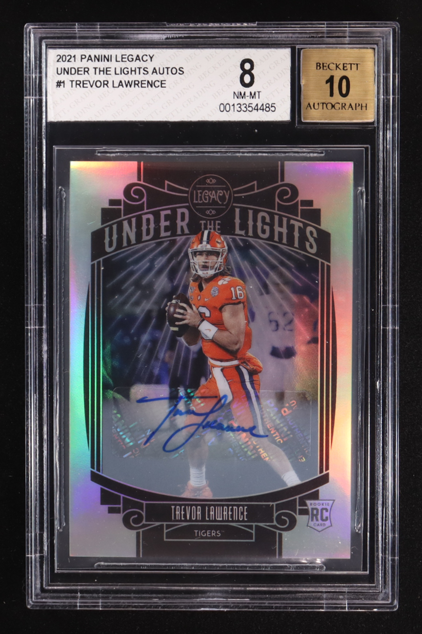 Trevor Lawrence 2021 Panini Legacy Under The Lights Autographs #UL-TL RC (BGS 8 | Autograph Graded BGS 10) at PristineAuction.com Trevor Lawrence 2021 Panini Legacy Under The Lights Autographs #UL-TL RC (BGS 8 | Autograph Graded BGS 10) at PristineAuction.com