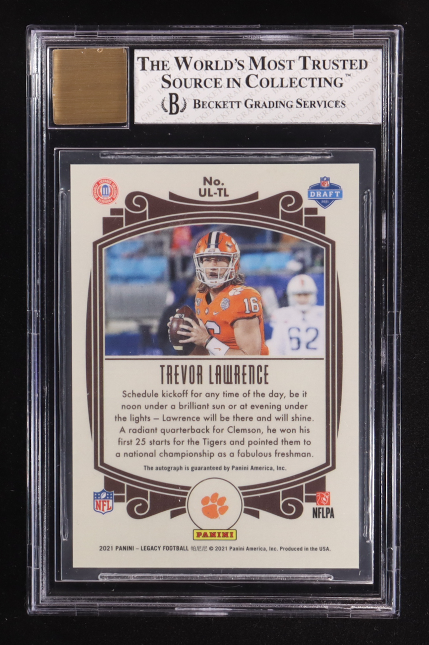 Trevor Lawrence 2021 Panini Legacy Under The Lights Autographs #UL-TL RC (BGS 8 | Autograph Graded BGS 10) at PristineAuction.com Trevor Lawrence 2021 Panini Legacy Under The Lights Autographs #UL-TL RC (BGS 8 | Autograph Graded BGS 10) at PristineAuction.com