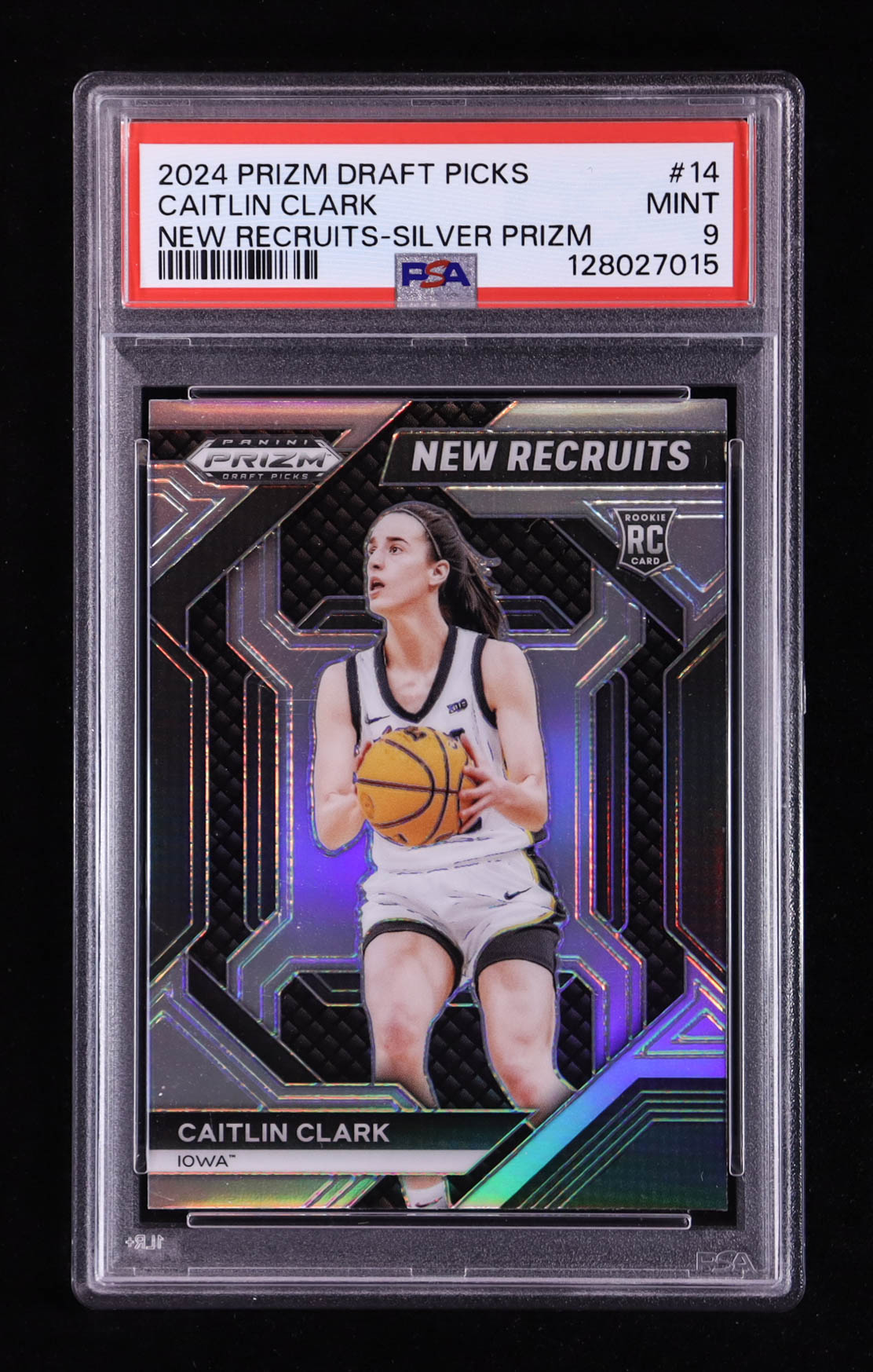Caitlin Clark 2024-25 Panini Prizm Draft Picks New Recruits Prizms Silver #14 RC (PSA 9) at PristineAuction.com Caitlin Clark 2024-25 Panini Prizm Draft Picks New Recruits Prizms Silver #14 RC (PSA 9) at PristineAuction.com
