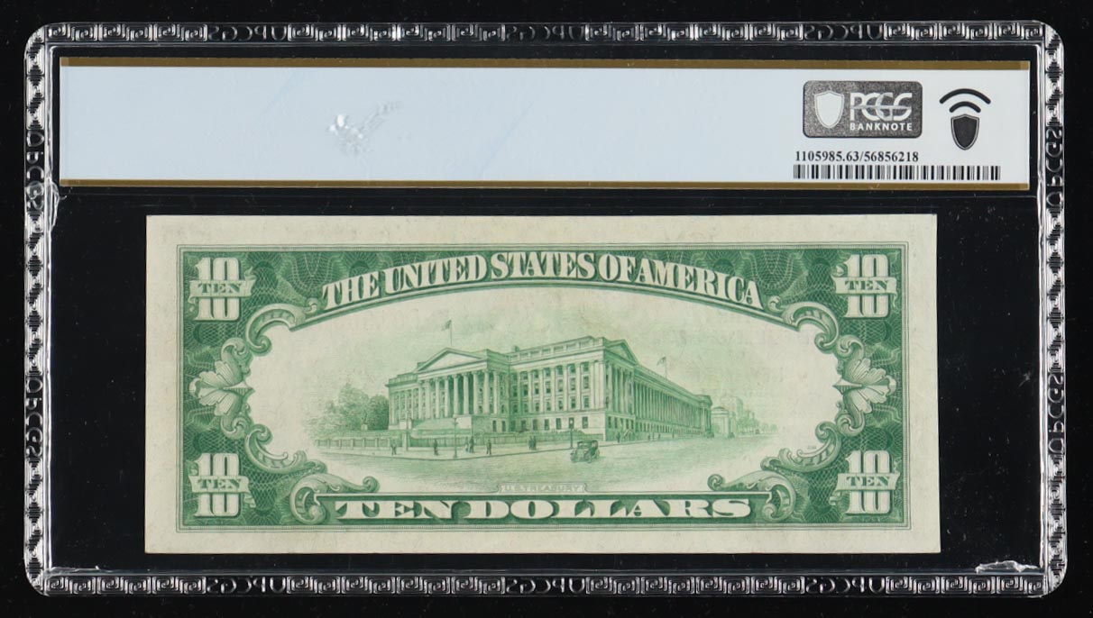 1929 U.S. $10 National Currency Note, New York - Fr. 1860-B Signed: Jones / Woods / Gilbart / Harrison (PCGS Choice Unc 63 PPQ) at PristineAuction.com 1929 U.S. $10 National Currency Note, New York - Fr. 1860-B Signed: Jones / Woods / Gilbart / Harrison (PCGS Choice Unc 63 PPQ) at PristineAuction.com