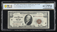 1929 U.S. $10 National Currency Note, New York - Fr. 1860-B Signed: Jones / Woods / Gilbart / Harrison (PCGS Choice Unc 63 PPQ) at PristineAuction.com
