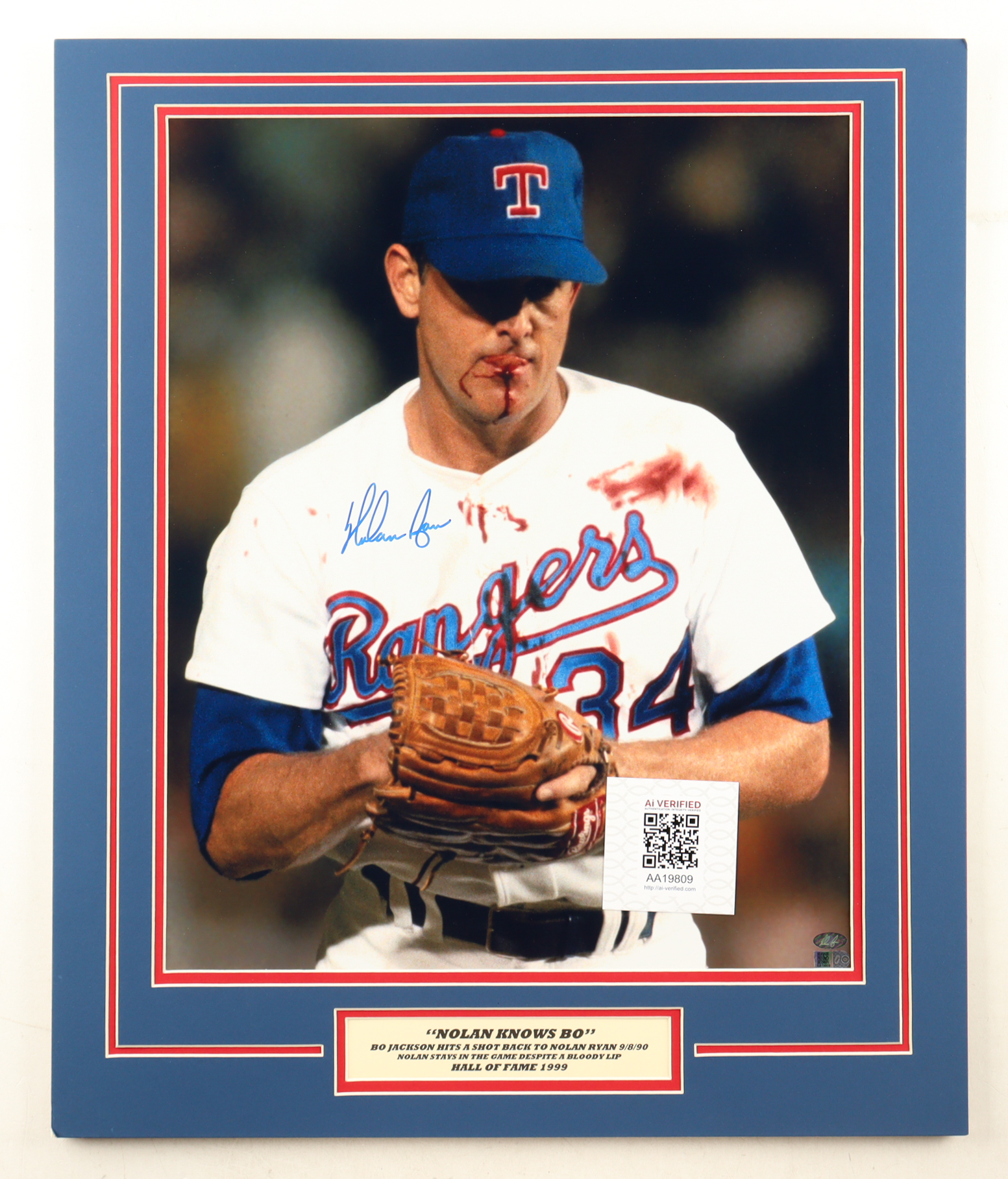 Nolan Ryan Signed Rangers 20x24 Custom Matted Photo Display (AIV) at PristineAuction.com Nolan Ryan Signed Rangers 20x24 Custom Matted Photo Display (AIV) at PristineAuction.com