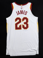 LeBron James 2017-18 Cavaliers Nike Game-Used Association Edition Jersey (Grey Flannel LOA & MEARS) at PristineAuction.com