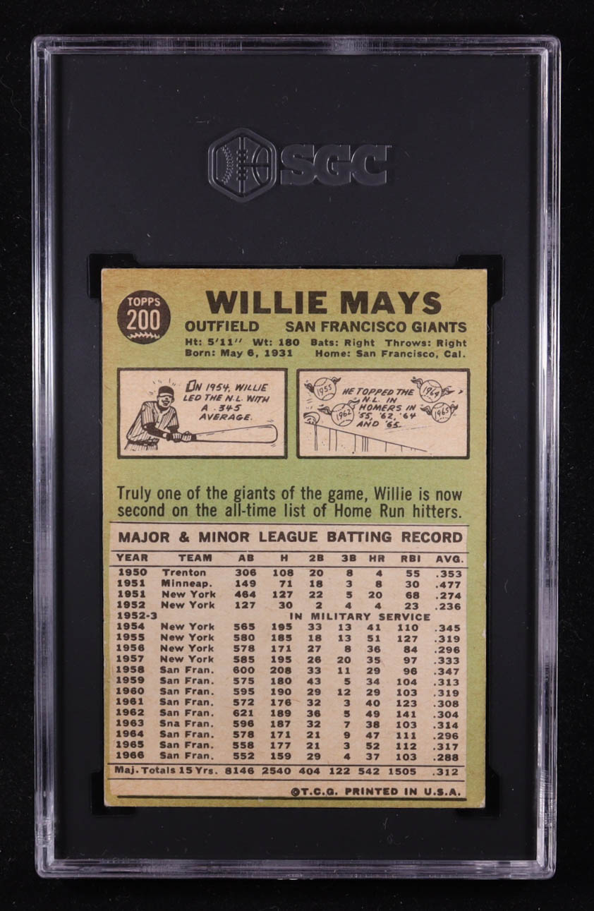 Willie Mays 1967 Topps #200 (SGC 3) at PristineAuction.com Willie Mays 1967 Topps #200 (SGC 3) at PristineAuction.com