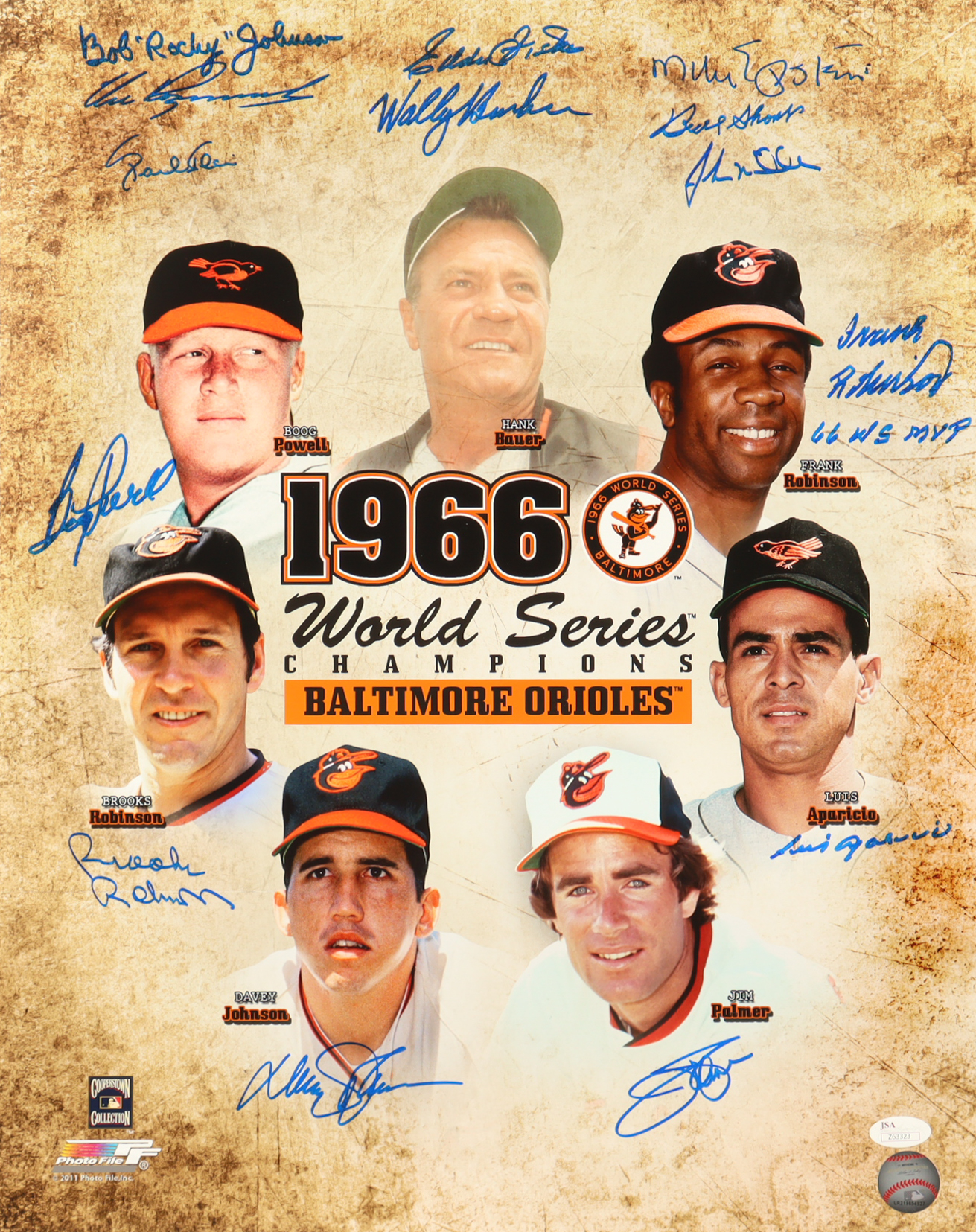 1966 Orioles | 16x20 Poster Team-Signed by (14) with Brooks Robinson, Jim Palmer, Frank Robinson (JSA) at PristineAuction.com 1966 Orioles | 16x20 Poster Team-Signed by (14) with Brooks Robinson, Jim Palmer, Frank Robinson (JSA) at PristineAuction.com