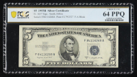 1953-B U.S. $5 Silver Certificate, Blue Seal - Fr. 1657 (FA Block) Signed: Smith / Dillon (PCGS Choice Unc 64 PPQ) at PristineAuction.com
