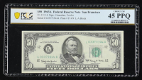1963-A U.S. $50 Federal Reserve Note, San Francisco - Fr. 2113-L (LA Block) Signed: Granahan / Fowler (PCGS Choice XF 45 PPQ) at PristineAuction.com