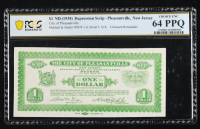 1938 $1 Depression Scrip - The City of Pleasantville, New Jersey (PCGS Choice Unc 64 PPQ) at PristineAuction.com