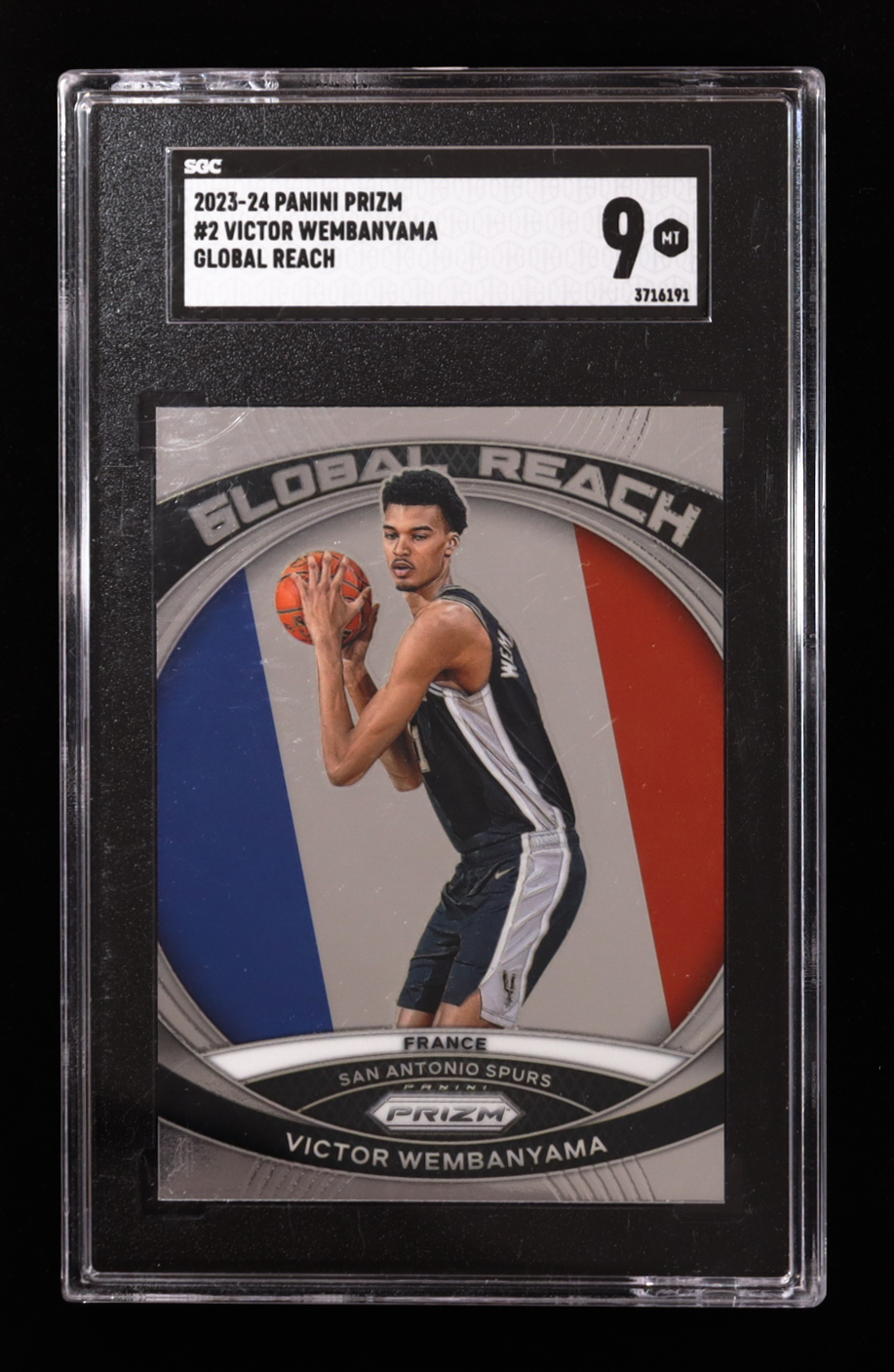 Victor Wembanyama 2023-24 Panini Prizm Global Reach #2 RC (SGC 9) at PristineAuction.com Victor Wembanyama 2023-24 Panini Prizm Global Reach #2 RC (SGC 9) at PristineAuction.com