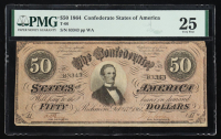 1864 Confederate $50 Currency Note, T-66 (PMG Very Fine 25) at PristineAuction.com