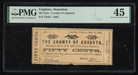 1862 Virginia 50 Cents Treasury Note - County of Augusta, Staunton, VA (PMG Choice Extremely Fine 45) at PristineAuction.com