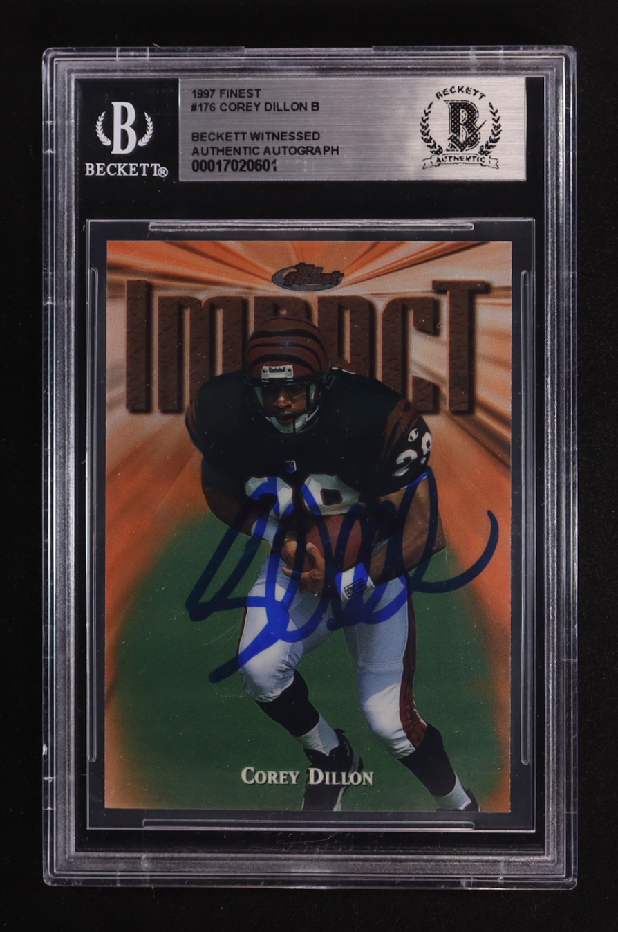 Corey Dillon Signed 1997 Finest #176 RC (BGS Encapsulated) at PristineAuction.com Corey Dillon Signed 1997 Finest #176 RC (BGS Encapsulated) at PristineAuction.com