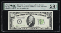 1934 U.S. $10 Federal Reserve Note, Boston - Fr. 2004-A (AA Block) Signed: Julian / Morgenthau (PMG Choice About Unc 58 EPQ) at PristineAuction.com
