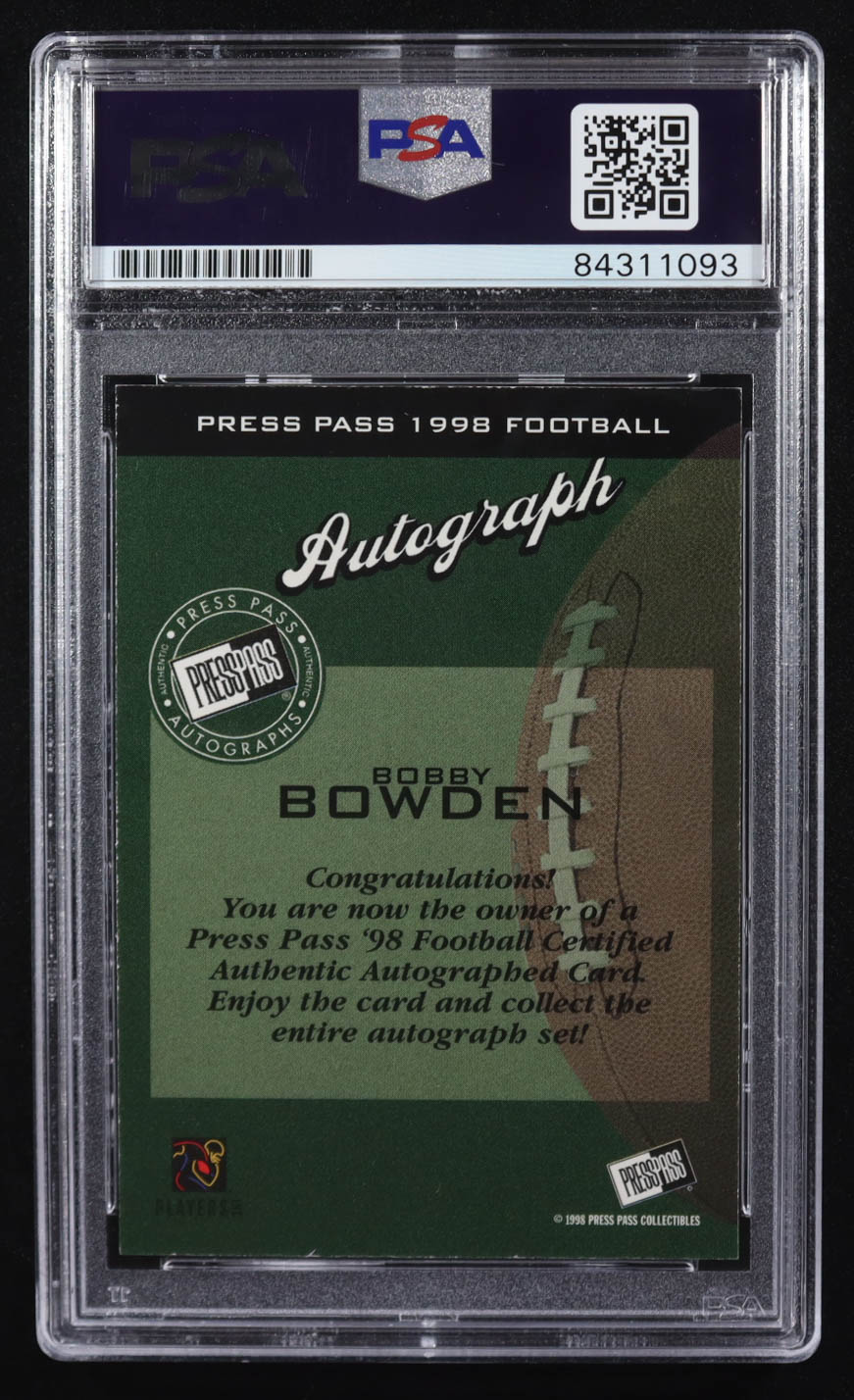 Bobby Bowden Signed 1998 Press Pass (PSA) at PristineAuction.com Bobby Bowden Signed 1998 Press Pass (PSA) at PristineAuction.com