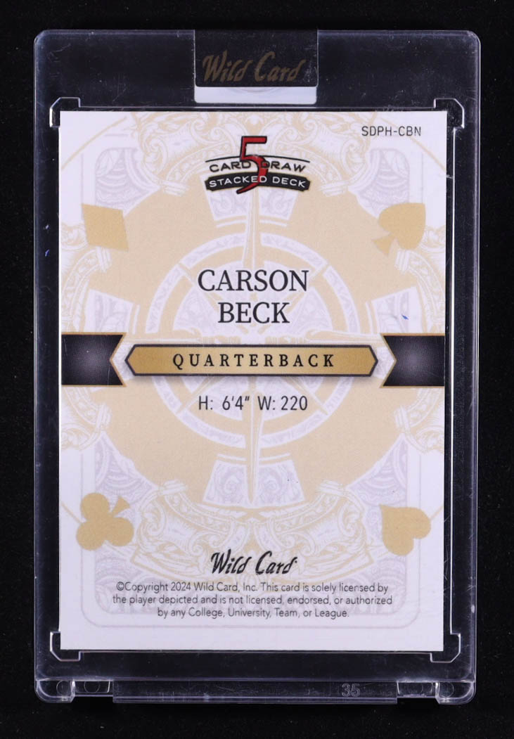 Carson Beck 2024 Wild Card 5 Card Draw Stacked Deck Queen Of Hearts Gold Suits Kaleidoscope #SDPH-CBN #1/1 RC at PristineAuction.com Carson Beck 2024 Wild Card 5 Card Draw Stacked Deck Queen Of Hearts Gold Suits Kaleidoscope #SDPH-CBN #1/1 RC at PristineAuction.com