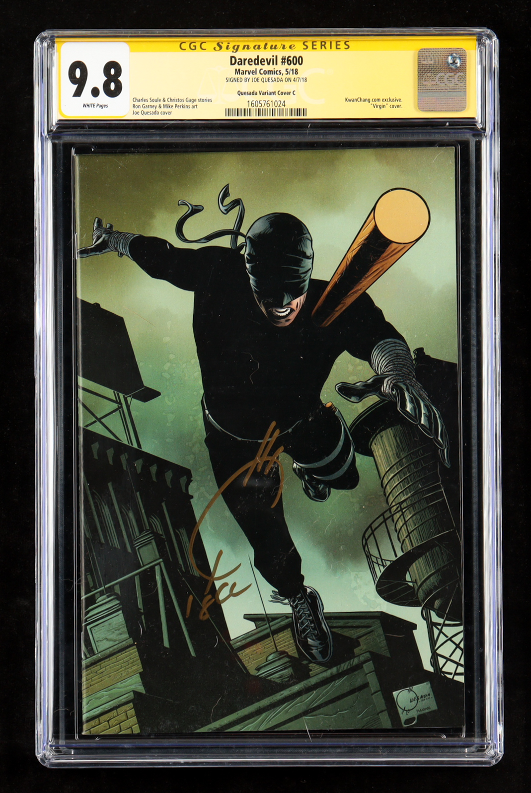 Joe Quesada Signed 2018 "Daredevil" Issue #600 Marvel Comic Book (CGC 9.8) at PristineAuction.com Joe Quesada Signed 2018 "Daredevil" Issue #600 Marvel Comic Book (CGC 9.8) at PristineAuction.com