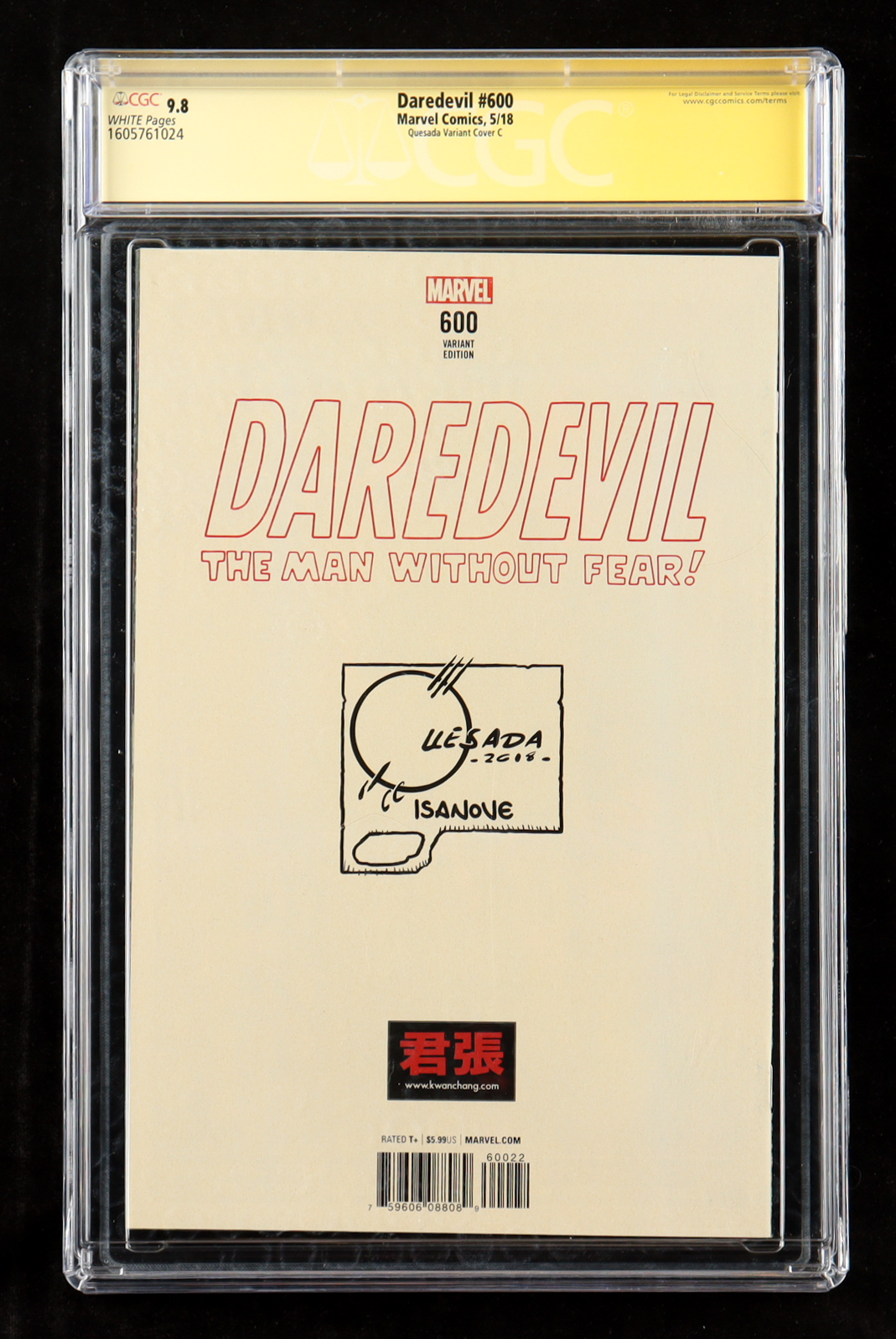 Joe Quesada Signed 2018 "Daredevil" Issue #600 Marvel Comic Book (CGC 9.8) at PristineAuction.com Joe Quesada Signed 2018 "Daredevil" Issue #600 Marvel Comic Book (CGC 9.8) at PristineAuction.com
