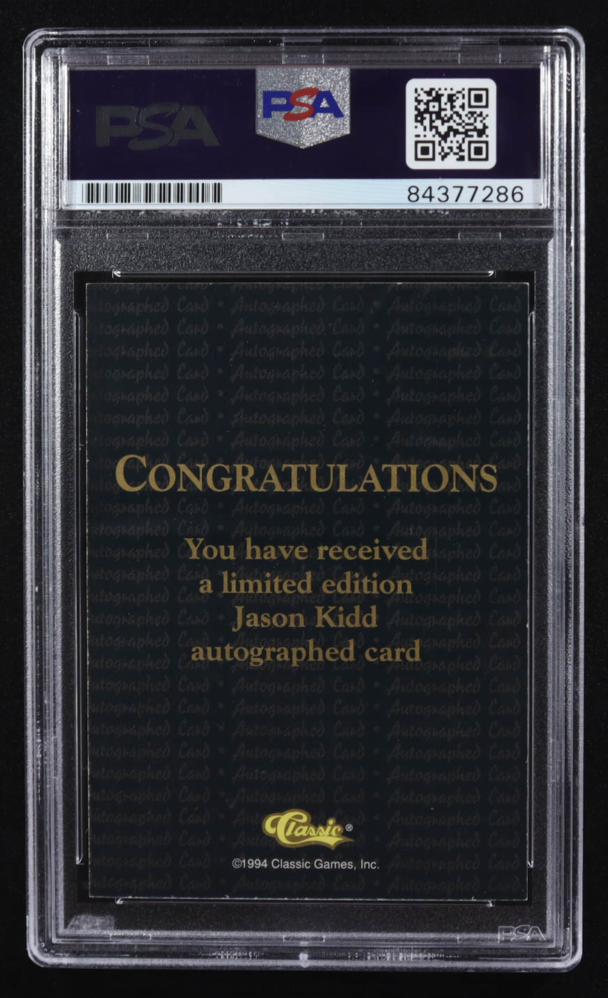 Jason Kidd Signed 1994 Card Classic Draft Picks RC (PSA) at PristineAuction.com Jason Kidd Signed 1994 Card Classic Draft Picks RC (PSA) at PristineAuction.com