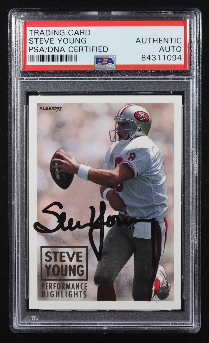 Steve Young Signed 1993 Fleer Performance Highlights (PSA) at PristineAuction.com Steve Young Signed 1993 Fleer Performance Highlights (PSA) at PristineAuction.com