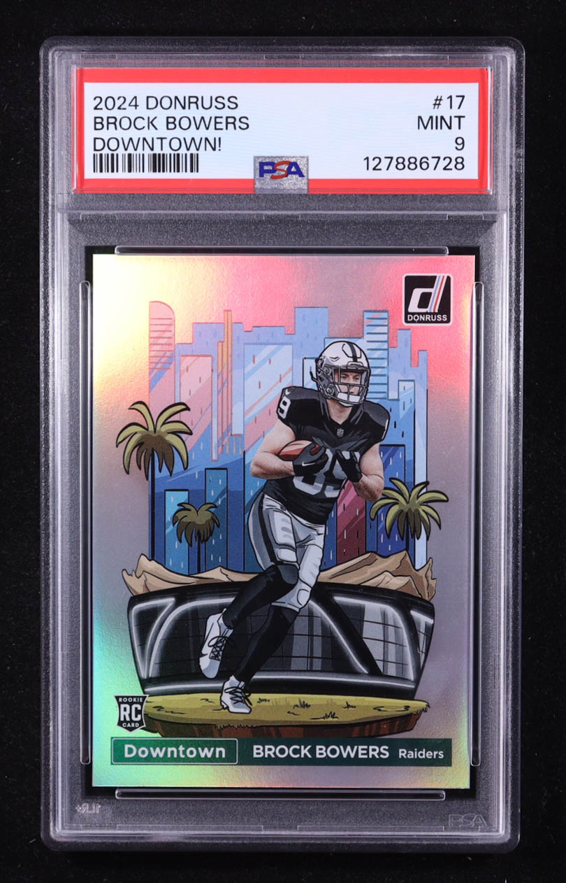 Brock Bowers 2024 Donruss Downtown #17 RC (PSA 9) at PristineAuction.com Brock Bowers 2024 Donruss Downtown #17 RC (PSA 9) at PristineAuction.com