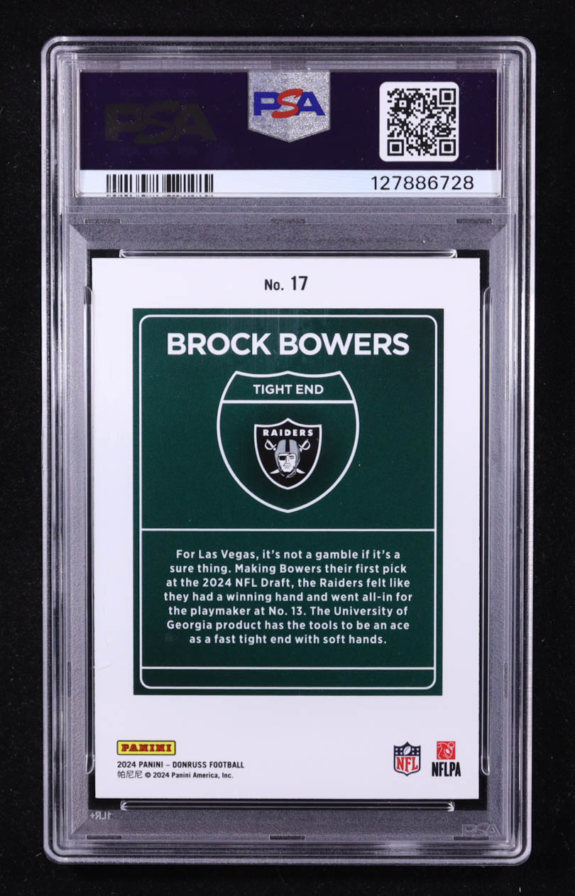 Brock Bowers 2024 Donruss Downtown #17 RC (PSA 9) at PristineAuction.com Brock Bowers 2024 Donruss Downtown #17 RC (PSA 9) at PristineAuction.com